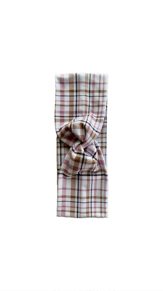 Soft Pink Plaid Narrow Twist